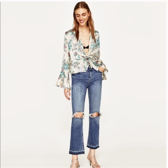 Zara Tops - ZARA TROPICAL PATTERN RETRO BLOUSE